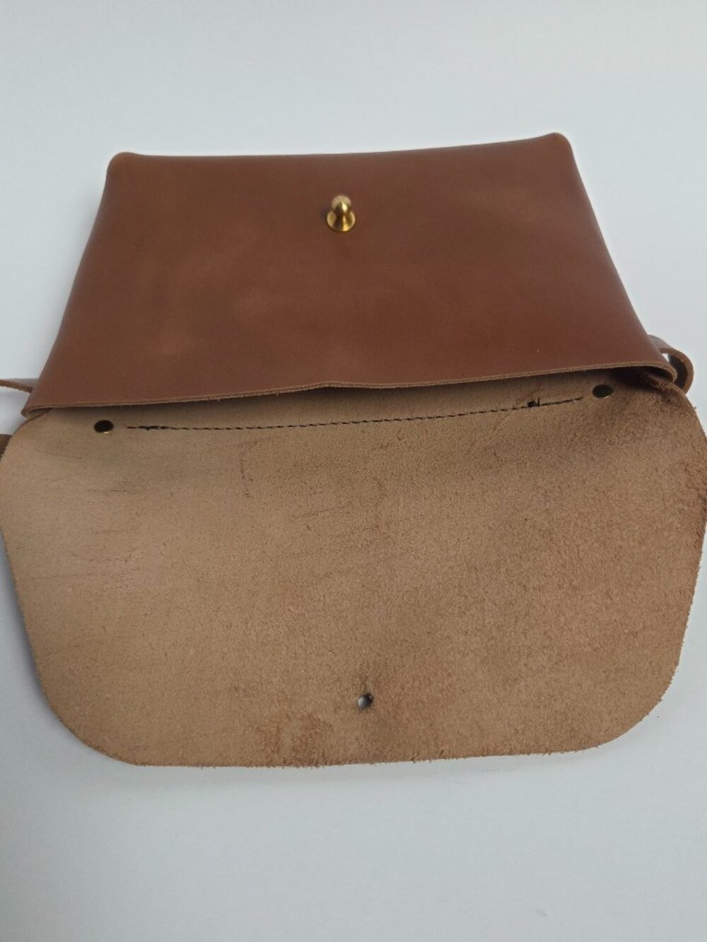 Handmade Brown Leather Crossbody Bag Minimalist Adjustable Strap Satchel Purse - Picture 3 of 7